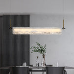 Modern Alabaster LED Pendant Light | Luxury Brass Chandelier for Dining Room & Living Room