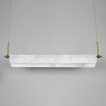 Modern Alabaster LED Pendant Light | Luxury Brass Chandelier for Dining Room & Living Room