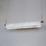 Modern Alabaster LED Pendant Light | Luxury Brass Chandelier for Dining Room & Living Room