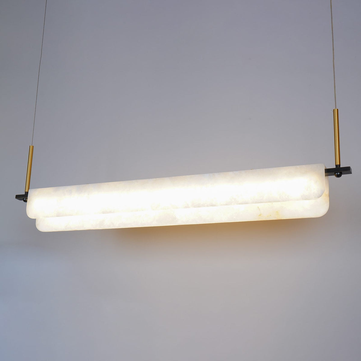 Modern Alabaster LED Pendant Light | Luxury Brass Chandelier for Dining Room & Living Room