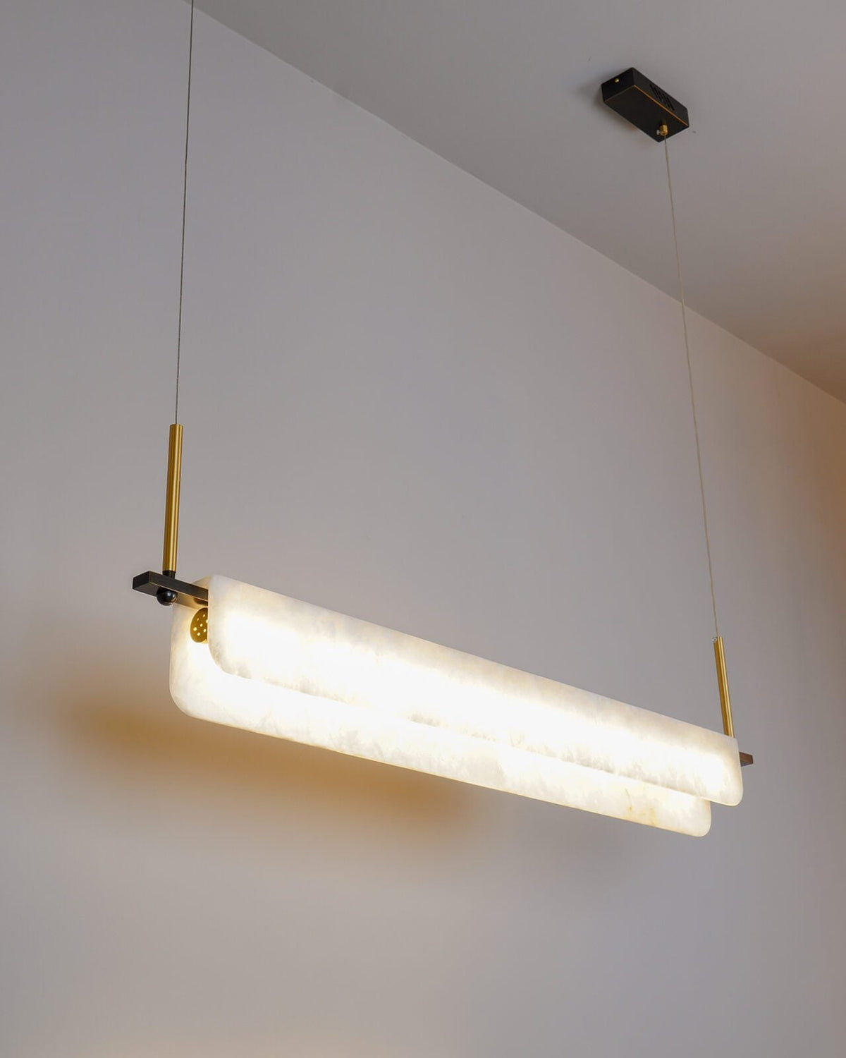 Modern Alabaster LED Pendant Light | Luxury Brass Chandelier for Dining Room & Living Room