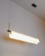 Modern Alabaster LED Pendant Light | Luxury Brass Chandelier for Dining Room & Living Room