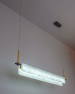 Modern Alabaster LED Pendant Light | Luxury Brass Chandelier for Dining Room & Living Room