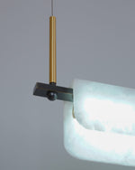Modern Alabaster LED Pendant Light | Luxury Brass Chandelier for Dining Room & Living Room