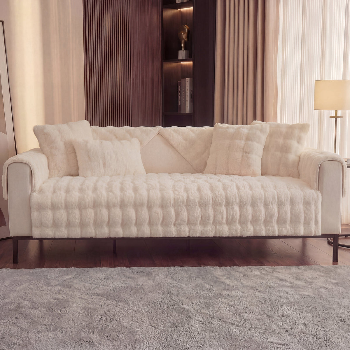 TheCarGoods Winter Warm Super Soft Rabbit Plush Sofa Cover