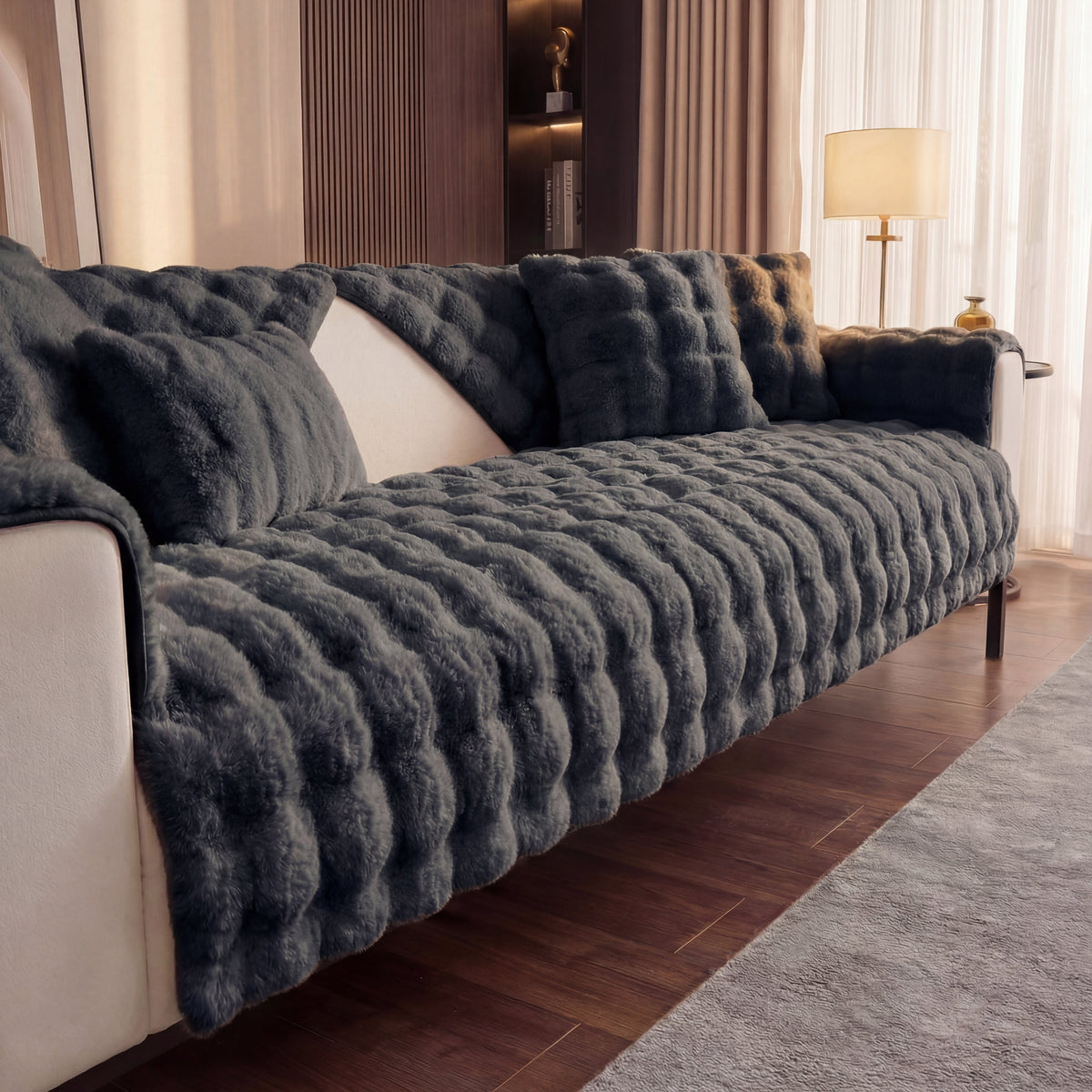 TheCarGoods Winter Warm Super Soft Rabbit Plush Sofa Cover