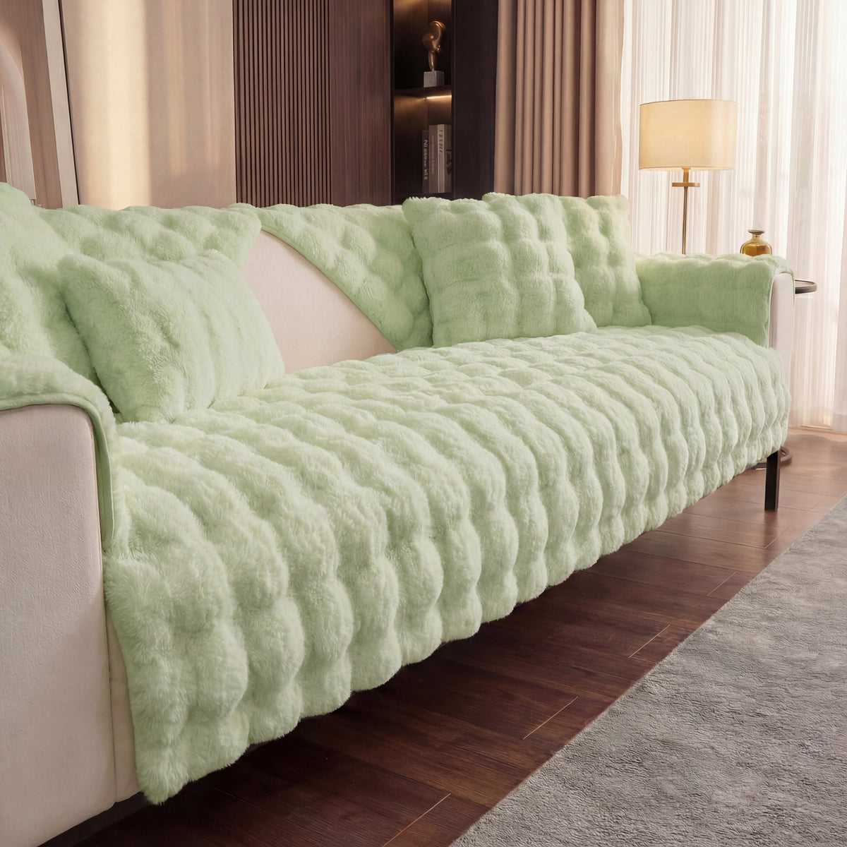 TheCarGoods Winter Warm Super Soft Rabbit Plush Sofa Cover