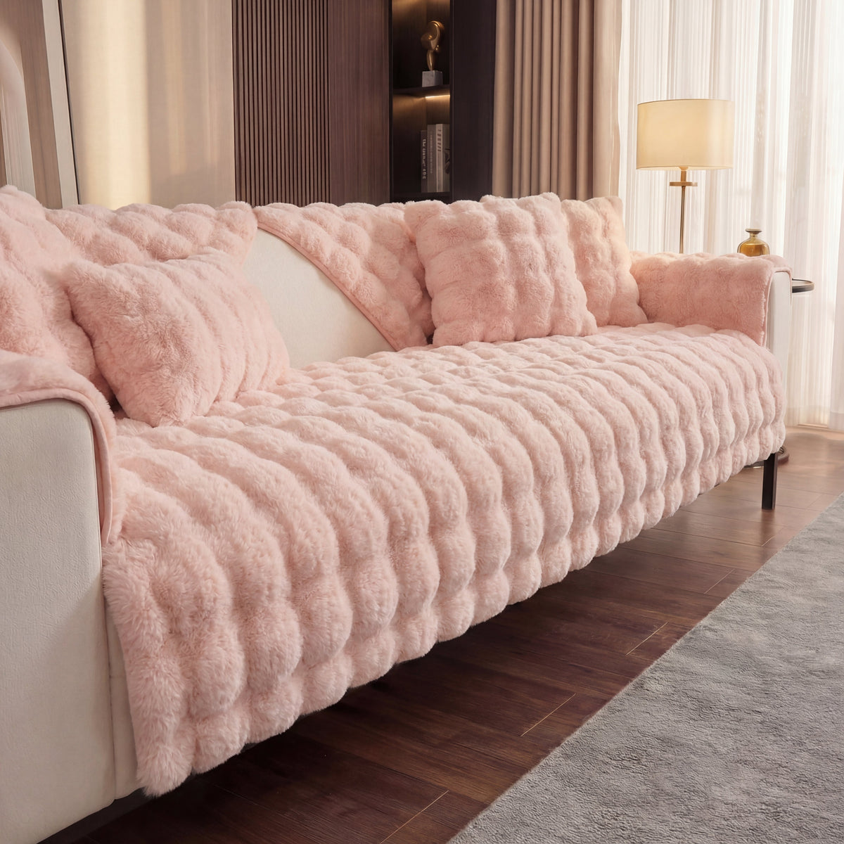 TheCarGoods Winter Warm Super Soft Rabbit Plush Sofa Cover