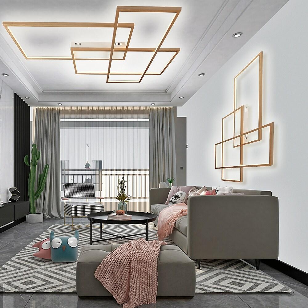 Overlapping Rectangles Aluminum Geometric Style Flush Mount Lighting Led Ceiling Light