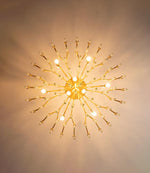 Brass Chandelier with Clear Glass Rods Shade