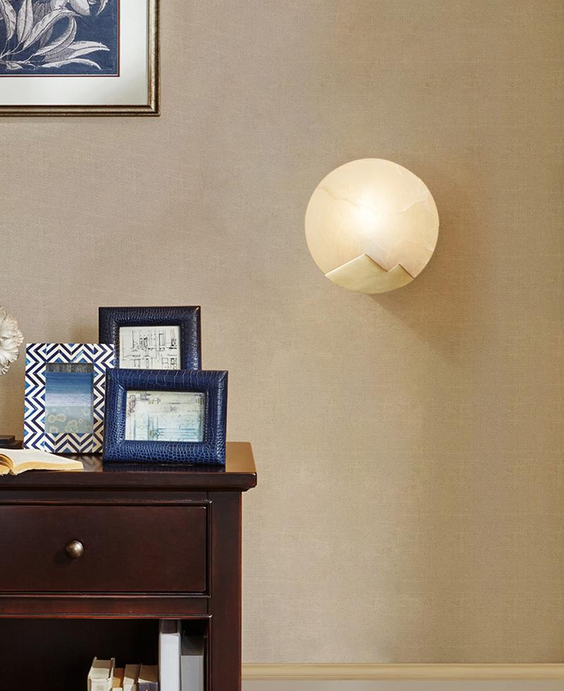 Alabaster Brass Wall Light