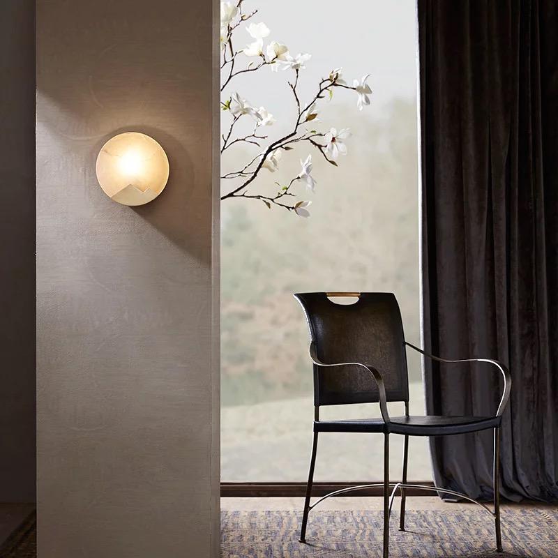 Alabaster Brass Wall Light