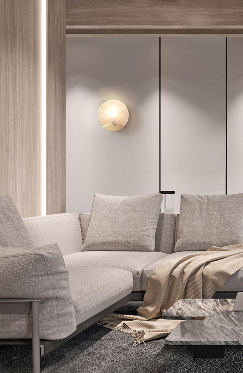 Alabaster Brass Wall Light