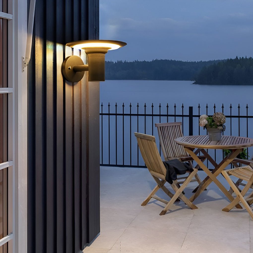 Round Ufo Shaped Solar Outdoor Wall Lamp
