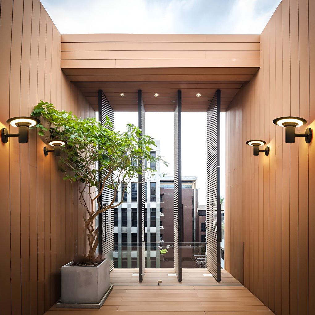 Round Ufo Shaped Solar Outdoor Wall Lamp