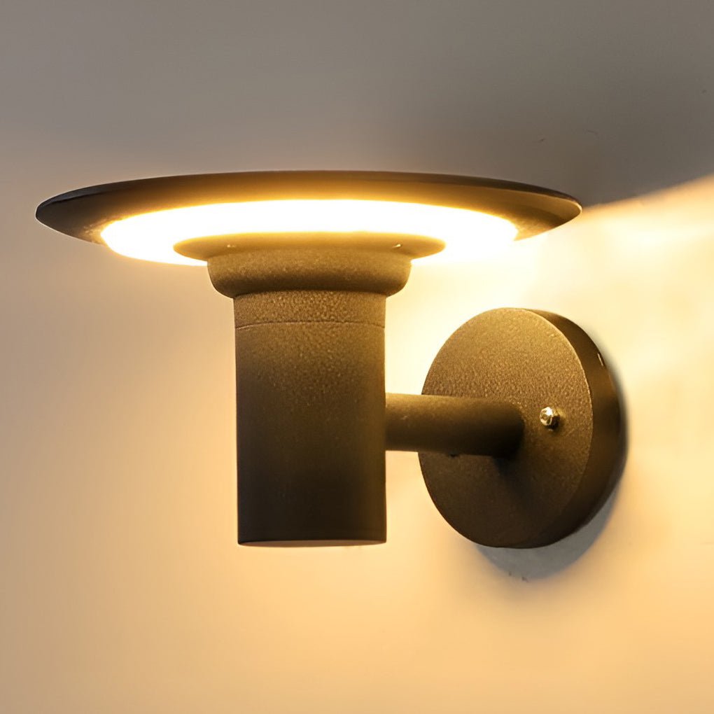 Round Ufo Shaped Solar Outdoor Wall Lamp
