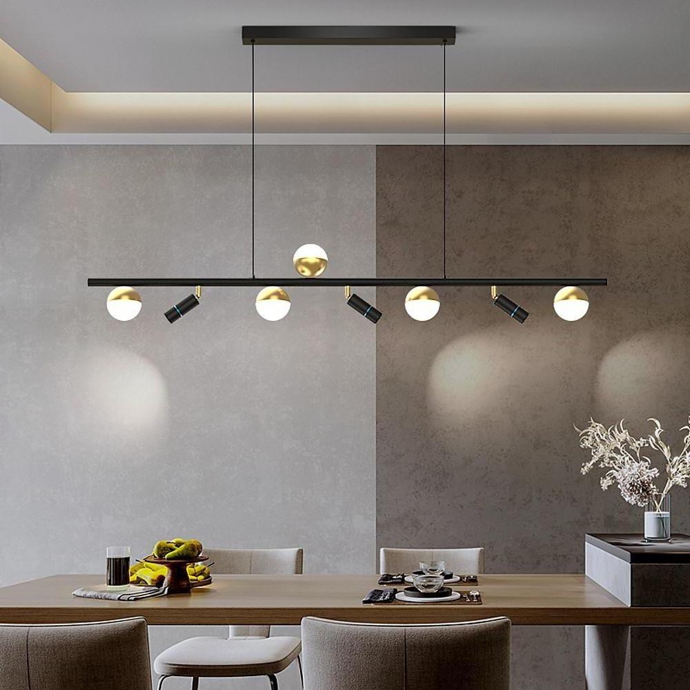 6 8 Light Black Island Horizontal Suspension Linear Pendant Light