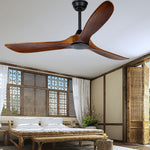 Retro Solid Wood Frequency Conversion Silent Dimming Ceiling Fan With Lights