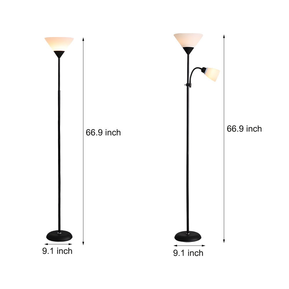 67 Inch Modern Torchiere Uplight Floor Lamp With Adjustable Sidelight