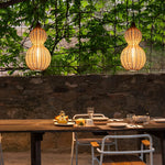 Woven Rattan Gourd Hanging Lamp Outdoor Pendant Light For Patio
