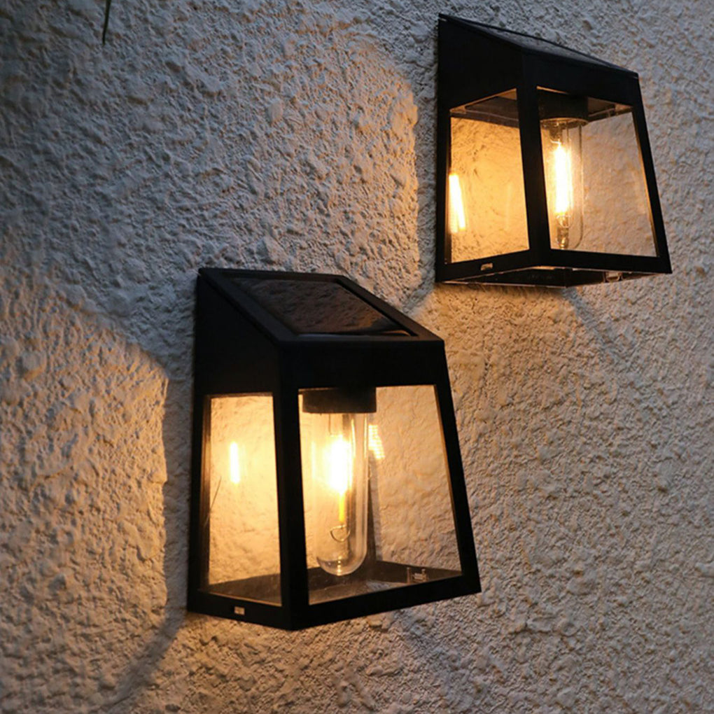 Tungsten Bulb Solar Wall Lanterns Dusk To Dawn Motion Senor Lighting