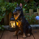 Resin Dog With Lantern Landscape Decor Solar Outdoor Lights