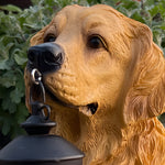 Resin Dog With Lantern Landscape Decor Solar Outdoor Lights