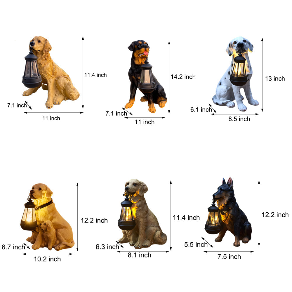 Resin Dog With Lantern Landscape Decor Solar Outdoor Lights
