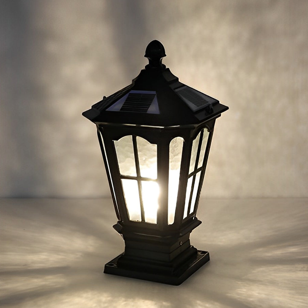Retro Pavilion Shape Solar Powered Fence Post Light Ha080207