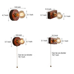 Round Square Vintage Walnut Wood Wall Lamp 1 Light With Pull Chain Switch
