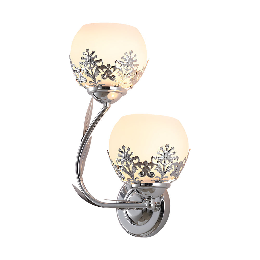 2 Light Glass Flower Led Simple European Style Wall Sconces Lighting