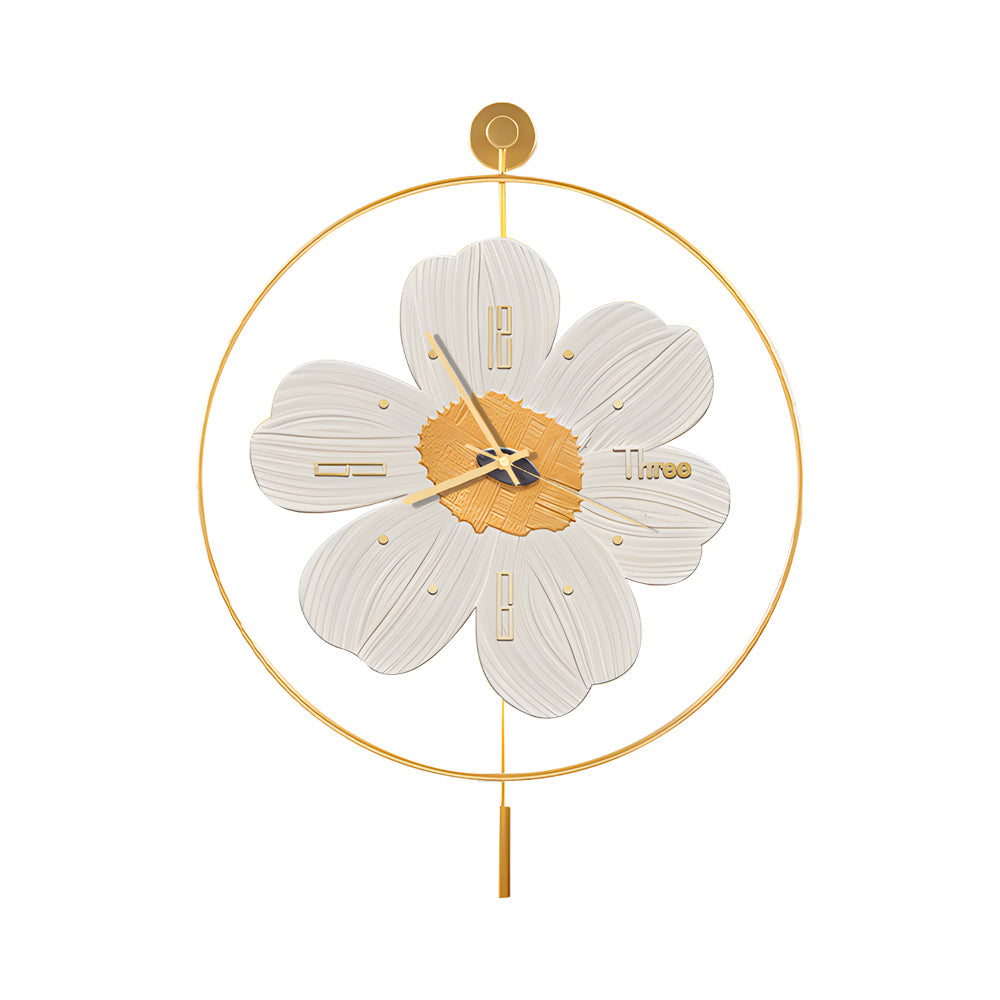 Round Metal Battery Operated Led Flower Wall Clock