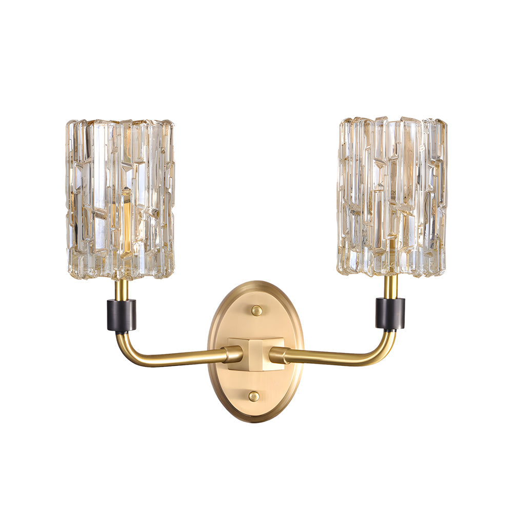 Luxury Copper Armed Crystal Wall Light Modern 1 2 Light Sconce