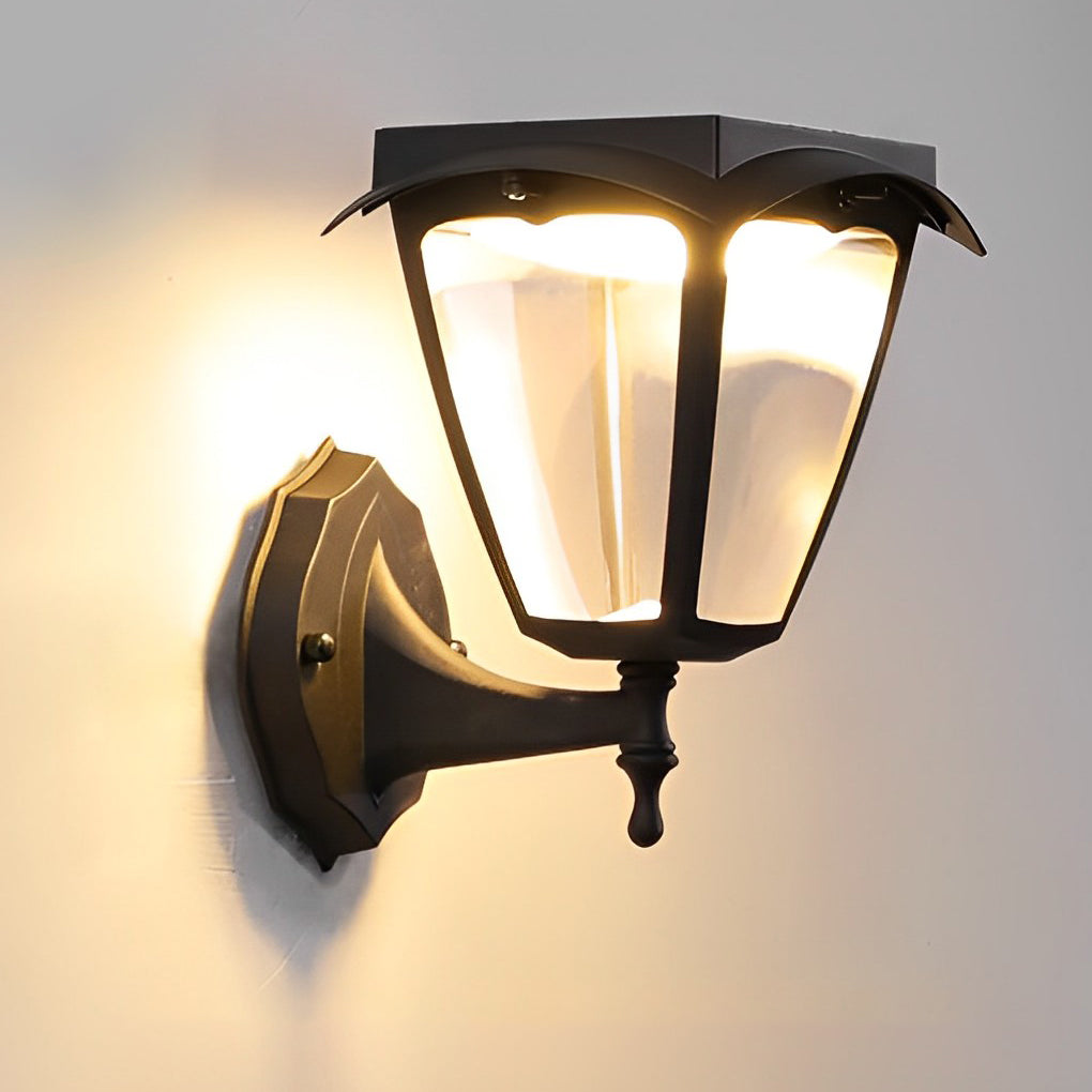 1 Light Black Solar Powered Porch Sconce Led Outdoor Wall Light