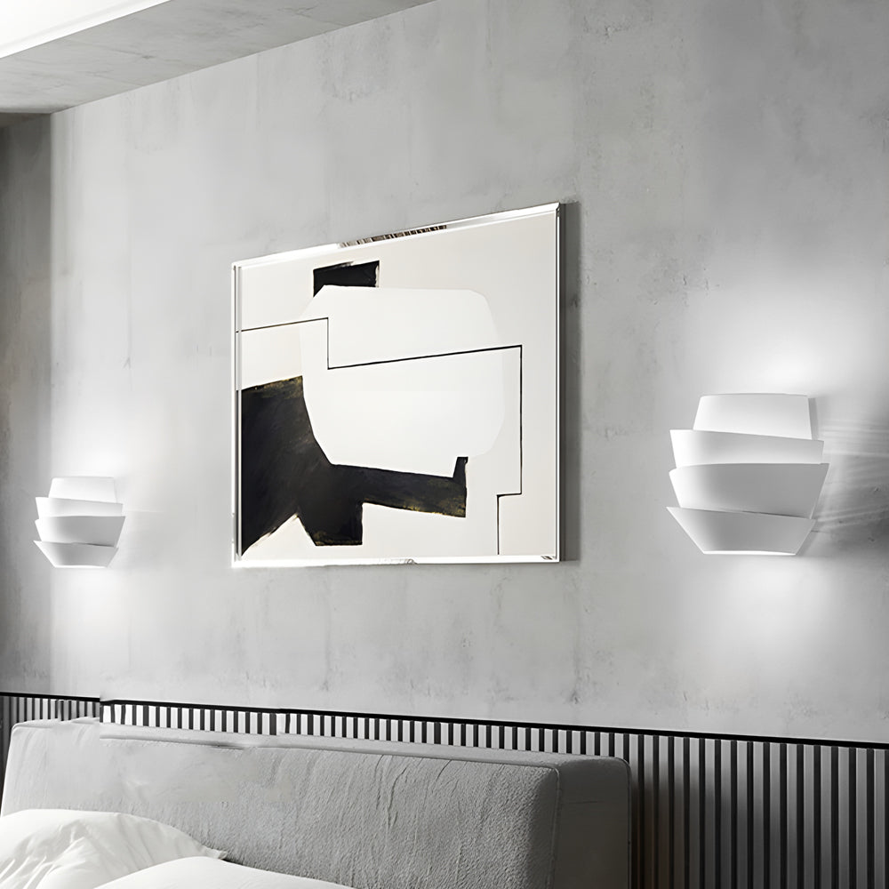 Minimalist Layers Half Cylinder Iron 2 Light Wall Sconce White