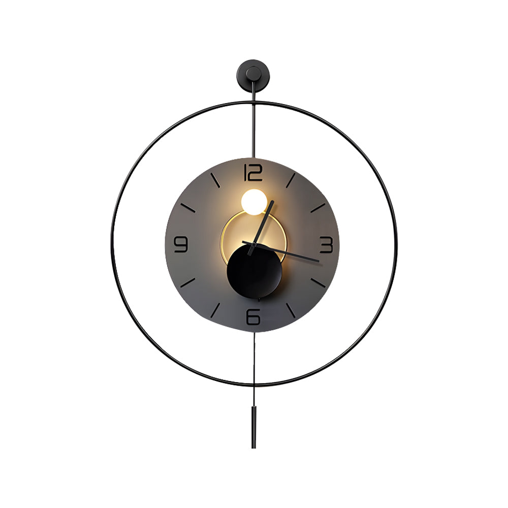 Battery Operated Round Led Hanging Metal Wall Clock
