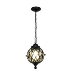 1 Light Tea Glass Globe Outdoor Pendant Lights Outside Haning Lantern Chandelier