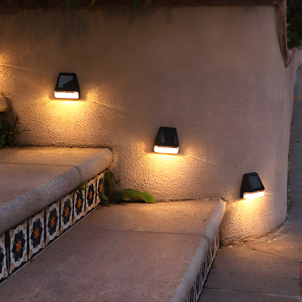 4 Pcs Dusk To Dawn Sensor Step Lights Outdoor Warm White Led Solar Stair Lighting