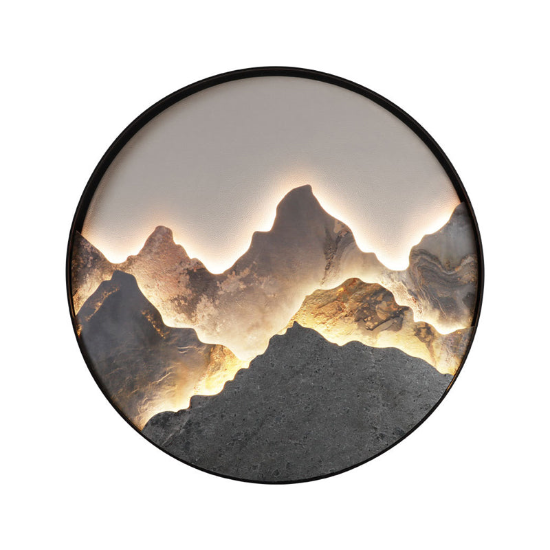 Round Mountain Scenery Painting Wall Light Li002574