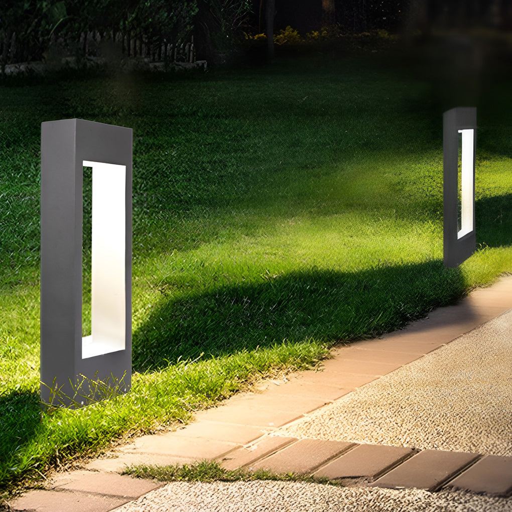 Hollow Square Waterproof Led Black Outdoor Lawn Light