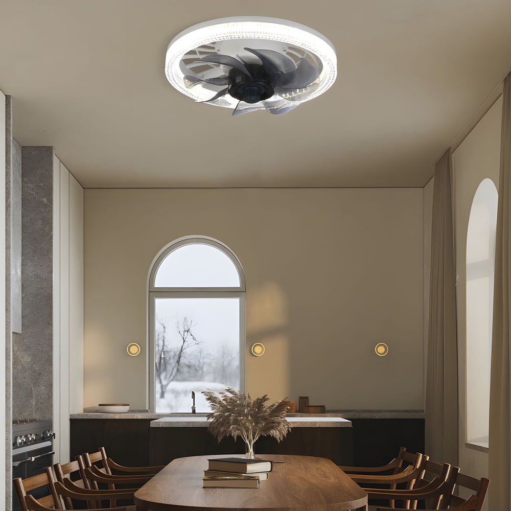 12 2 In Low Profile 7 Blades Led Flush Mount Ceiling Fan