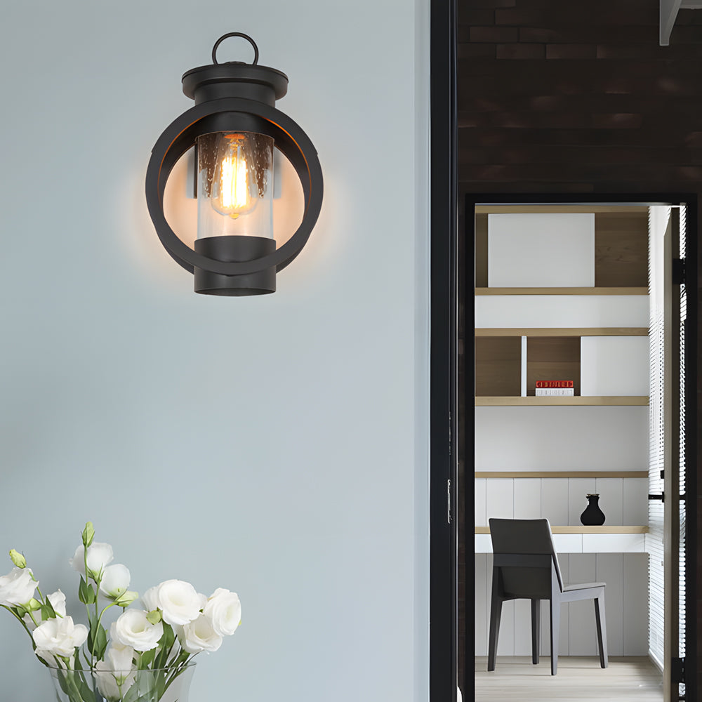 Raindrops Glass 6W Led Edison Lightbulb Black Outdoor Wall Lights