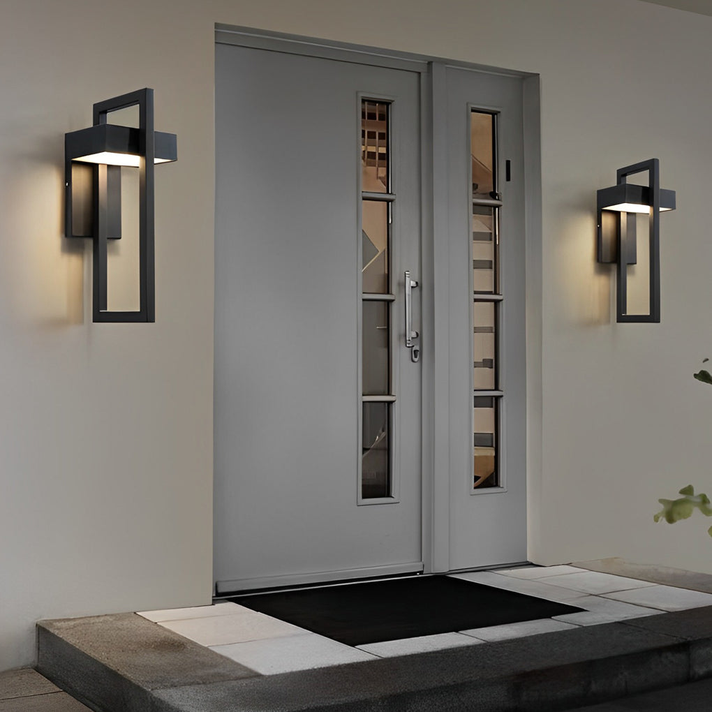 Rectangular Black Outdoor Wall Lamp Ha077342