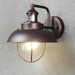 Nautical Black 1 Light Metal Cage Seeded Glass Outdoor Wall Light