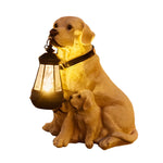 Resin Dog With Lantern Landscape Decor Solar Outdoor Lights