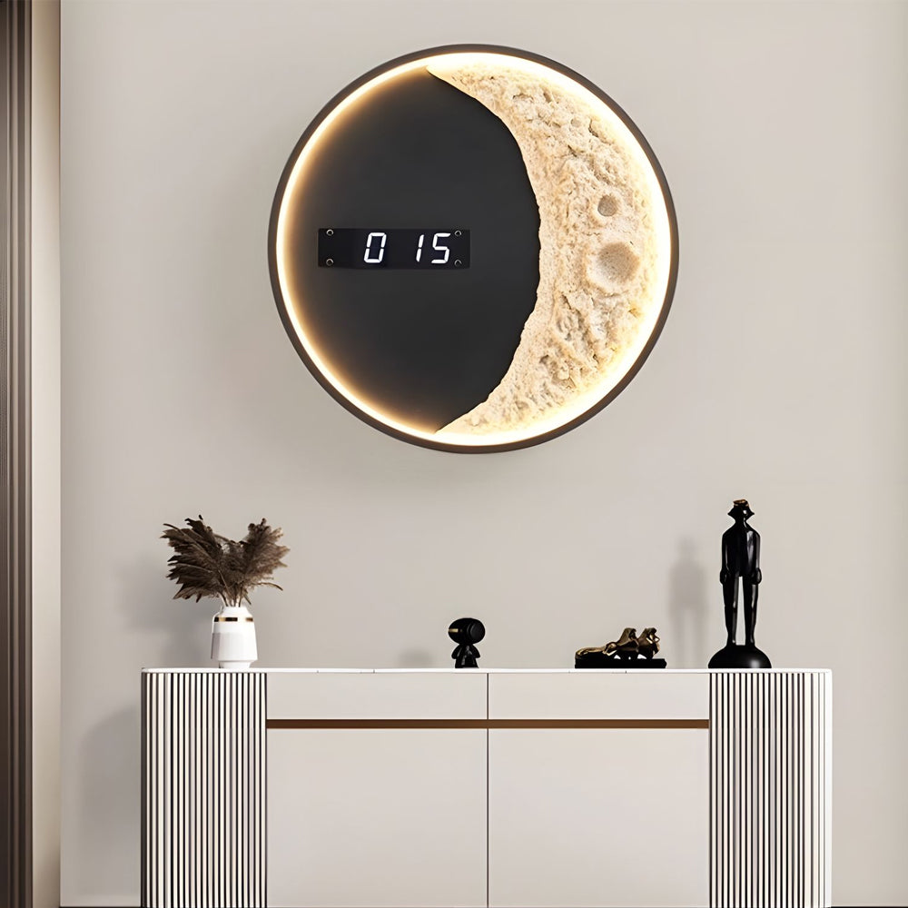 Moon Led Wall Light Wall Digital Clock Astronaut Decor 3 Color Wall Lamp
