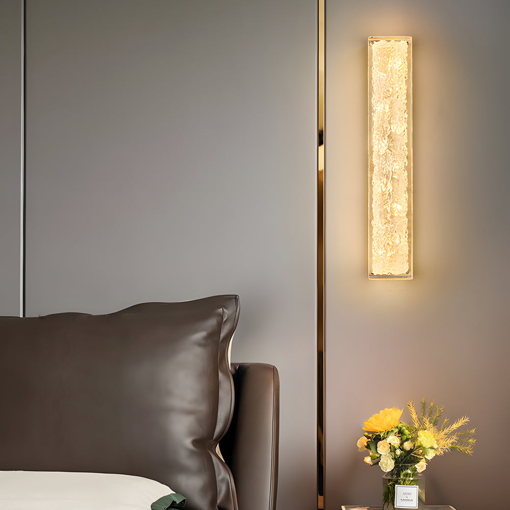 Modern Brass 1 Light Led Wall Sconces Rectangle Wall Light In Ice Resin