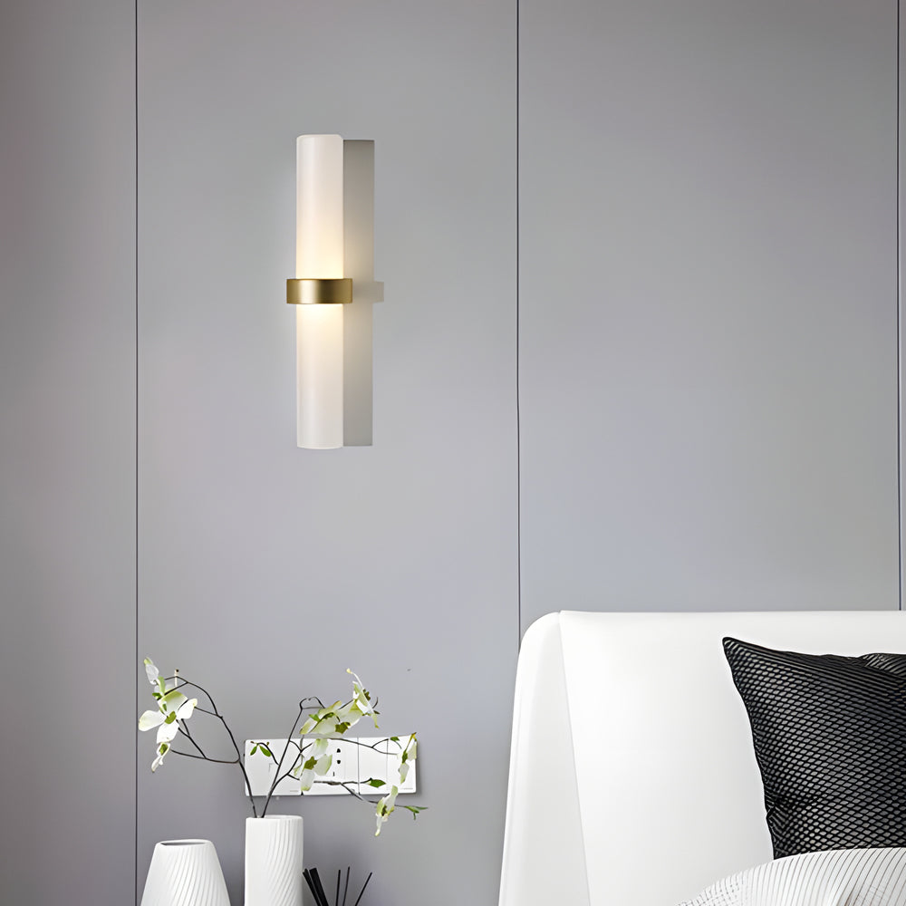 Modern Frosted Glass Tube 1 Light Wall Sconce In Warm White For Living Room