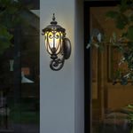 1 Light Antique Black Waterproof Seeded Glass Outdoor Wall Light