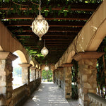 1 Light Tea Glass Globe Outdoor Pendant Lights Outside Haning Lantern Chandelier